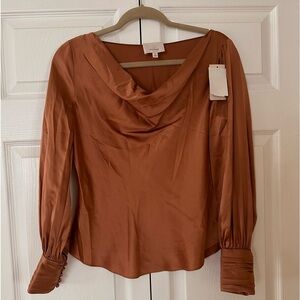 Cinq A Sept Taylee Cowl-Neck Silk Top